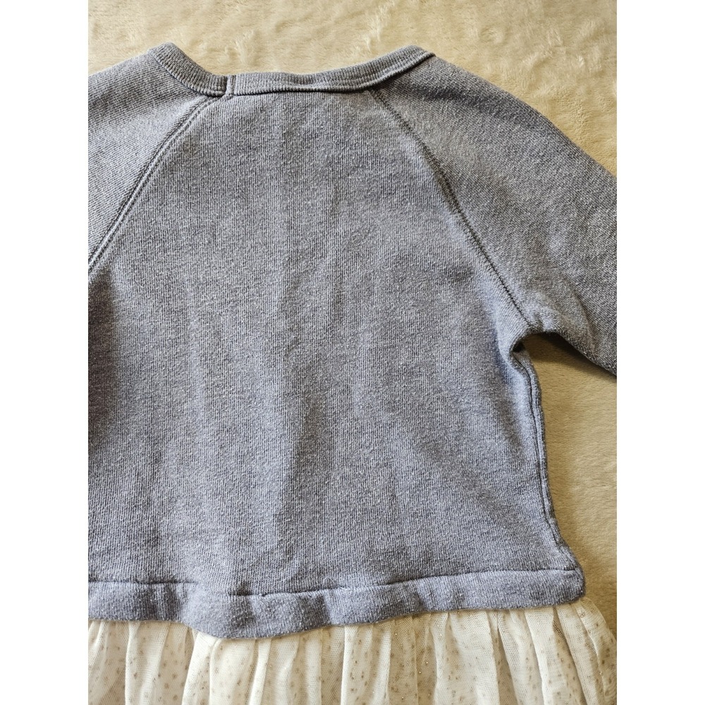 Baby Gap Toddler Girl Dress 4T Gray Long‎ Sleeve Sweater Top Cream Tulle - Picture 6 of 11